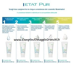 Gratis due campioni omaggio di creme idratanti Etat Pur