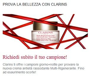 Campioni Omaggio cosmetici Clarins su Facebook