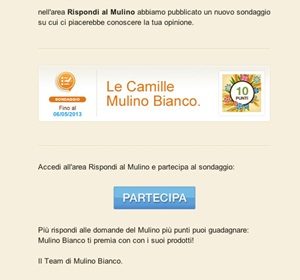 Sondaggio Mulino Bianco scade 6 Maggio