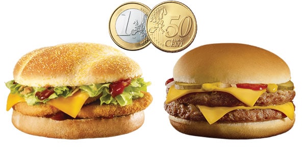 McDonald's: double cheese burger o double chicken bbq a 1,50 Euro