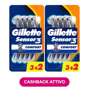 Cashback Gillette Sensor3 e schiuma da barba, rimborso 100%