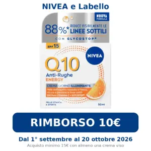 Cashback Nivea Q10 Anti-Rughe crema viso, rimborso di 10 euro