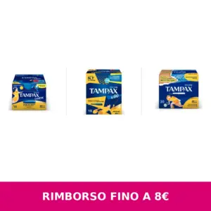 Cashback Tampax Cash me Back, rimborso fino a 8 euro
