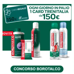 Concorso Borotalco Un viaggio di abbracci carta regalo Trenitalia 150 euro