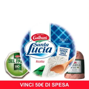Prodotti Galbani Ricotta Santa Lucia, Bel Paese e Mortadella Olimpia con badge Vinci 50 euro di spesa