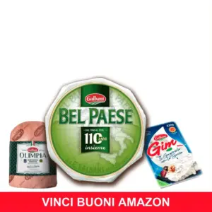 Prodotti Galbani Bel Paese, Mortadella Olimpia e Gorgonzola Gim con badge Vinci buoni Amazon