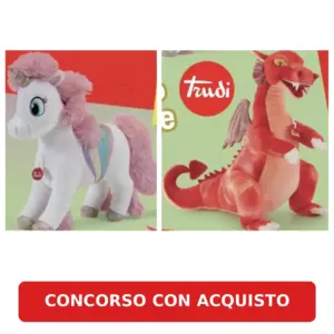 Concorso Pritt Magical World, peluche Trudi drago e unicorno in palio