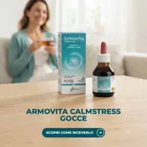 Confezione e flacone con contagocce di Aboca Armovita CalmStress Advanced Gocce