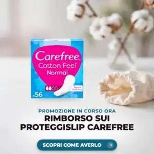 Confezione Carefree Cotton proteggislip su marmo bianco, rimborso sull acquisto