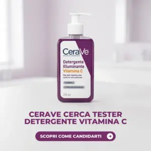 Flacone del Detergente Illuminante Vitamina C CeraVe con il testo CeraVe cerca tester