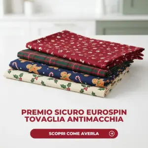 Tovaglia antimacchia con centrotavola Eurospin, premio sicuro del 2 e 3 ottobre