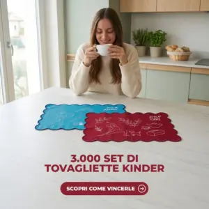 Set di 2 tovagliette Kinder in tessuto, premio del concorso Il Buongiorno che ti Somiglia