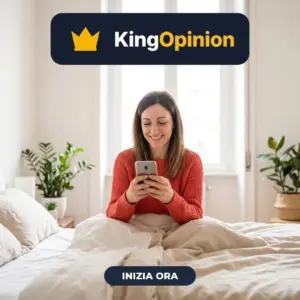 Donna sul letto risponde ai sondaggi KingOpinion dallo smartphone
