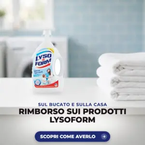 Flacone Lysoform detersivo igienizzante in lavanderia, rimborso sui prodotti per il bucato