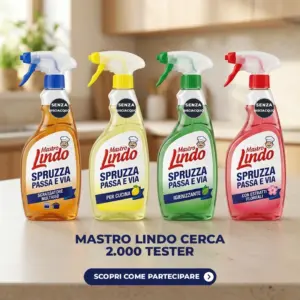 Le 4 varianti di Mastro Lindo Spruzza Passa e Via, spray per la casa senza risciacquo