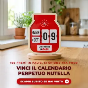 Calendario perpetuo Nutella a forma di vasetto in palio con il quiz