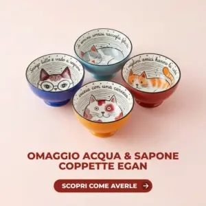 Coppette Egan con gatti illustrati in omaggio da Acqua & Sapone