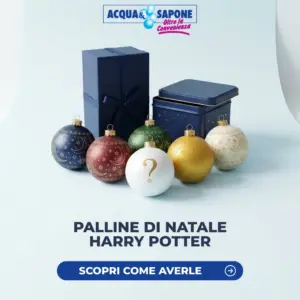 Palline di Natale a tema Harry Potter di Acqua e Sapone con Box Misteriosa e cofanetto in metallo