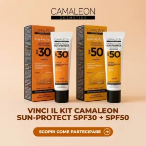 Kit Camaleon Cosmetics Crema Facial Sun-Protect SPF30 e SPF50 in palio nel giveaway Instagram