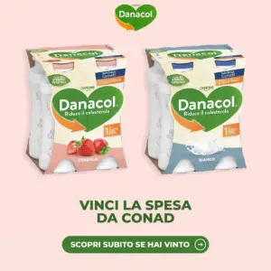 Confezioni di Danacol Fragola e Bianco per il concorso Danacol da Conad