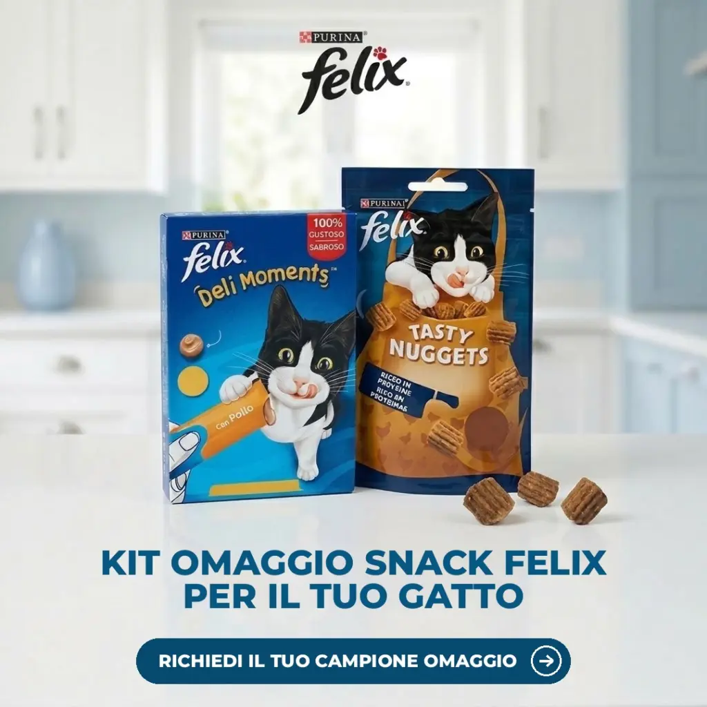 Kit omaggio Snack Felix: confezioni Deli Moments e Tasty Nuggets su un piano di cucina