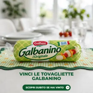 Galbanino sulla tovaglietta in palio nel concorso Un posto a tavola per l'Originale
