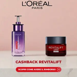Cashback L'Oréal Paris Revitalift: siero Filler e crema Laser Giorno con rimborso di 10€