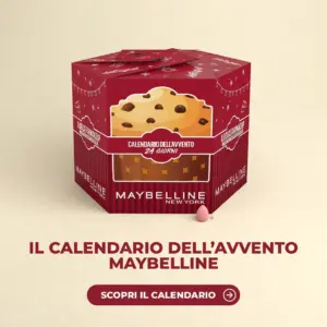 Calendario dell'Avvento Maybelline New York a forma di panettone, con 24 giorni di sorprese