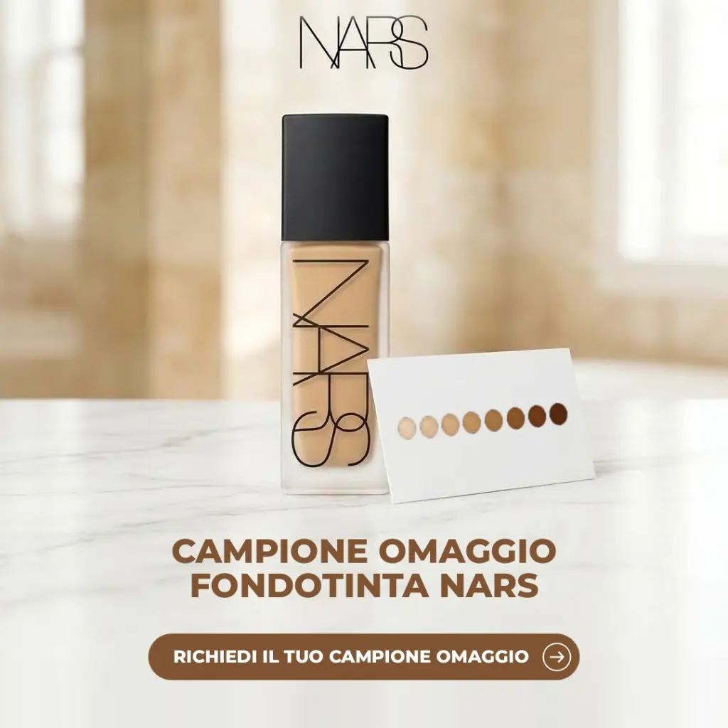 Campione omaggio fondotinta NARS Natural Matte Longwear con card da 8 tonalità