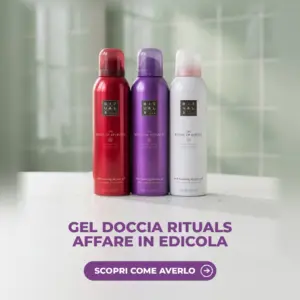 Vanity Fair con il gel doccia Rituals Ayurveda, Yozakura e Sakura