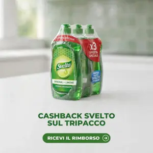 Tripacco di detersivo piatti Svelto per il cashback Svelto Ti Rimborsa